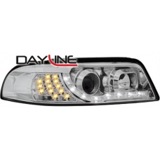 Audi A4 B5 (99-01) priekšējie lukturi, LED dayline + LED pagriezieni, hromēti